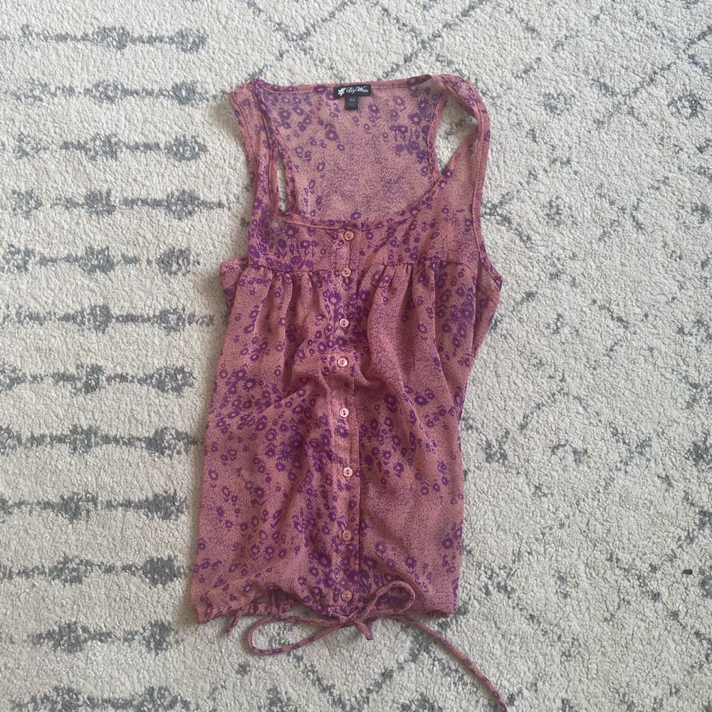 Lily white floral boho tank